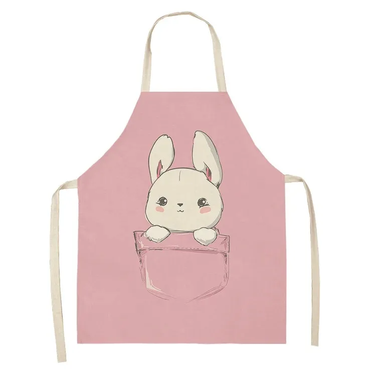 Cute bunny pattern apron home kitchen cooking baking apron children\'s dining bib anti-fouling cleaning tool