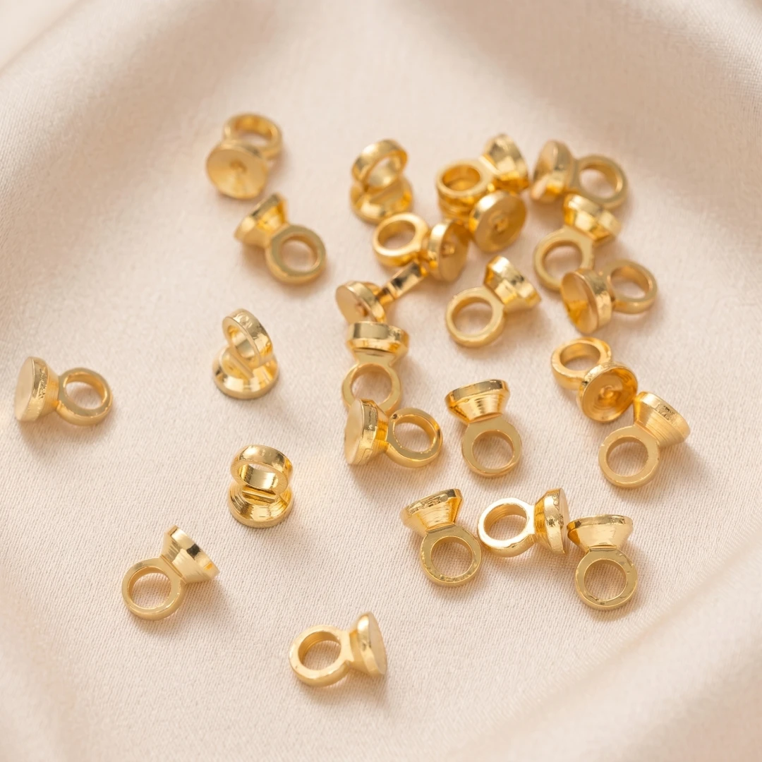 20 Stück/Lot 3/4/5/6mm 18K vergoldete Perlen-Endkappen, Anhänger, Charms für DIY-Halsketten, Armbänder, Ohrringe, Schmuckherstellungszubehör. – Detail 5
