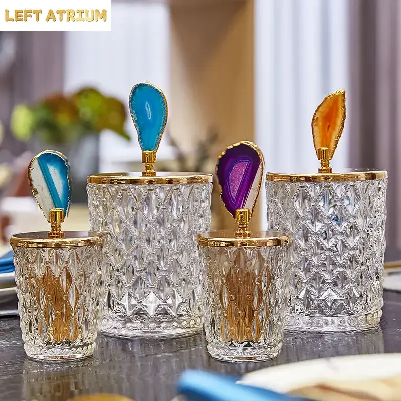 glass-storage-jars-relief-tea-canister-candy-pot-natural-agate-stone-decorative-crystal-storage-jar-with-cover-spice-organizer