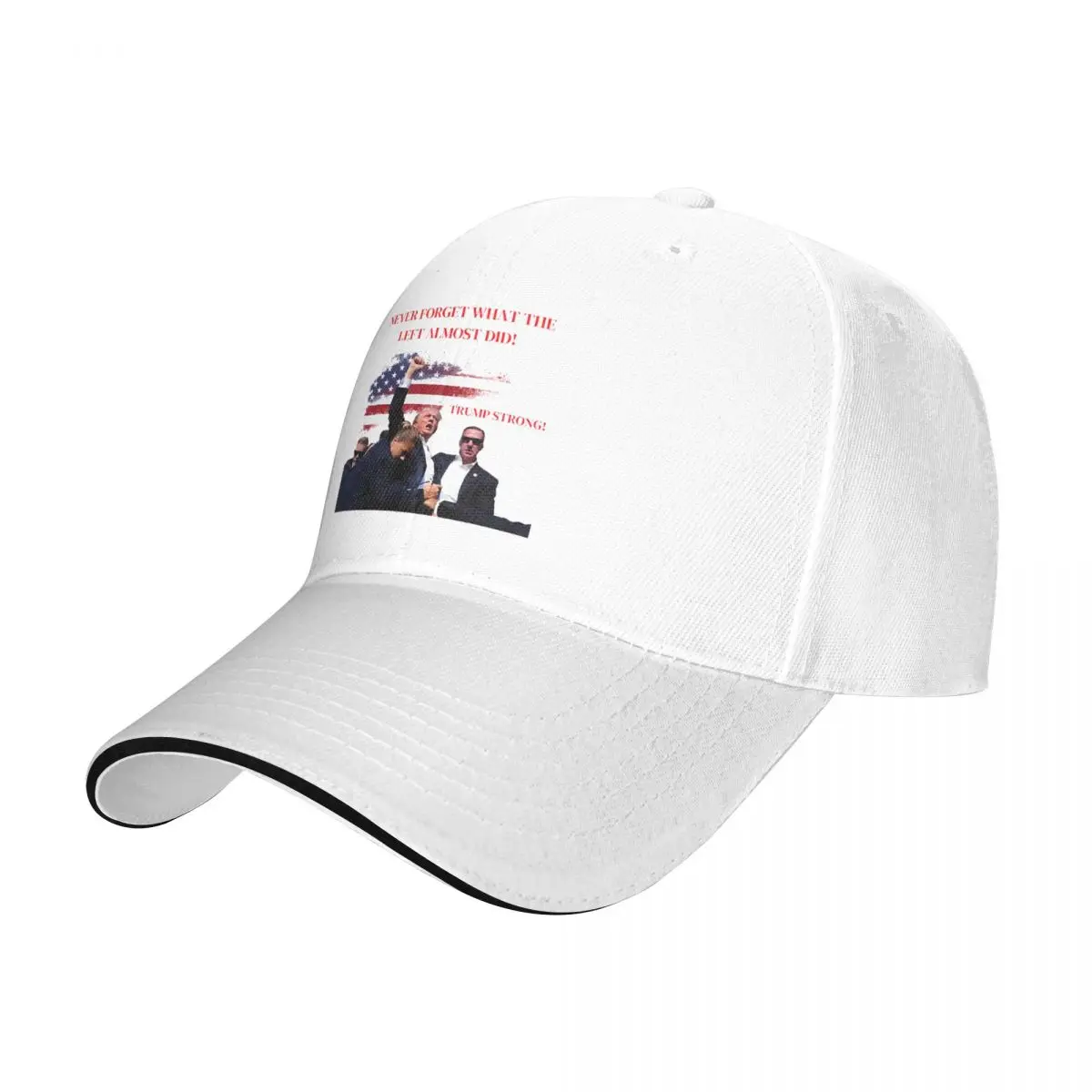 Never Forget What The Left Almost Did! Baseball Caps Fashion Trump Shot Fight 2024 Sandwich Hat Adjustable Dad Hat Activities