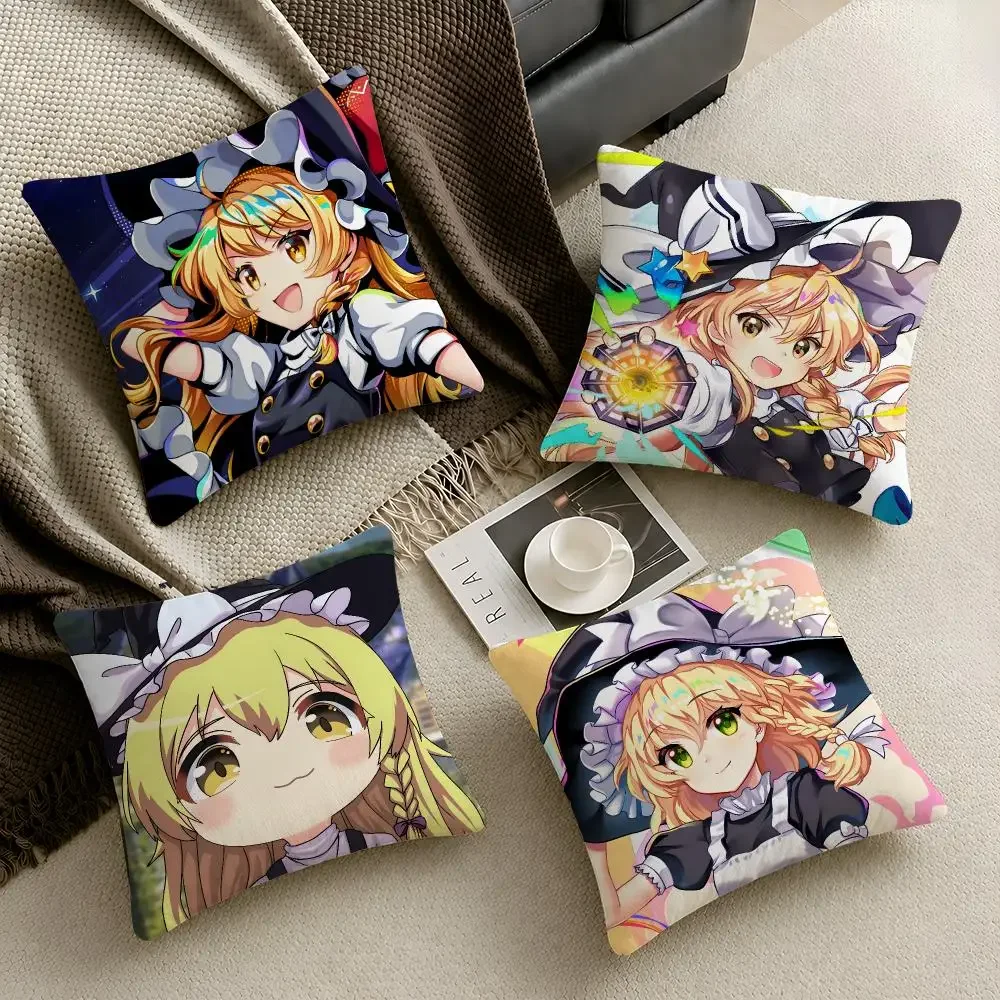 Gaming Touhou Marisa Kirisame Cushion Cover Throw Pillow Soft Short Plush Cozy Durable Colorfast Sofa Bedroom Home Decor Gift