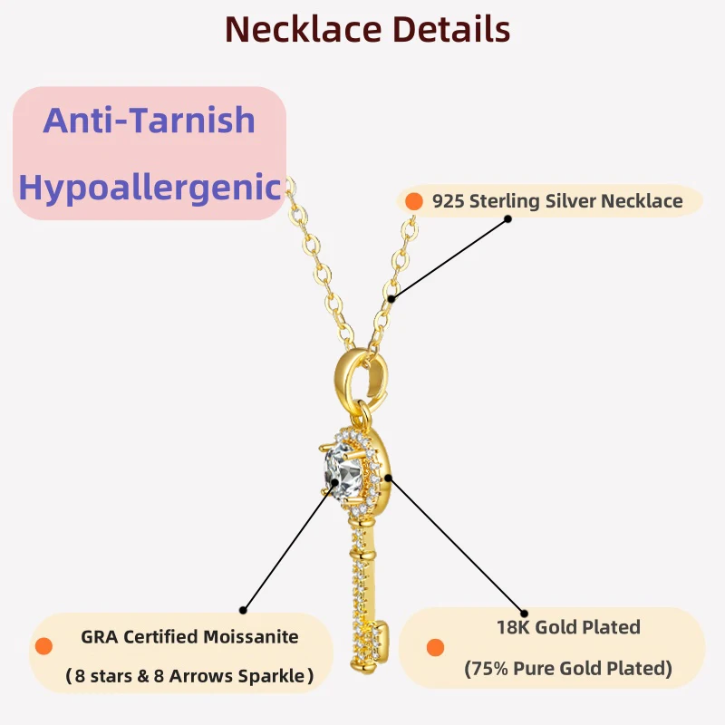 

Ожерелье из стерлингового серебра LAMVOICE S925, ожерелье из муассанита 1 карат, ювелирные изделия для женщин, рождественский подарок, подарок высокого качества