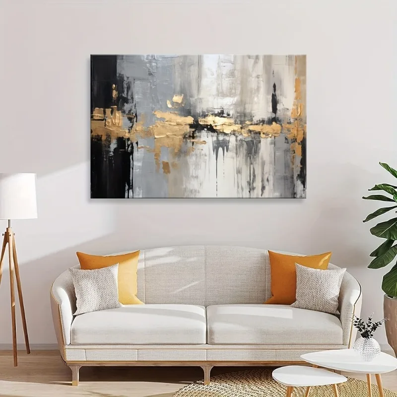 

Modern Abstract Canvas Print, Art Deco Style Wall Hanging Decor, Frameless Canvas Artwork for Living Room, Bedroom, Kitchen