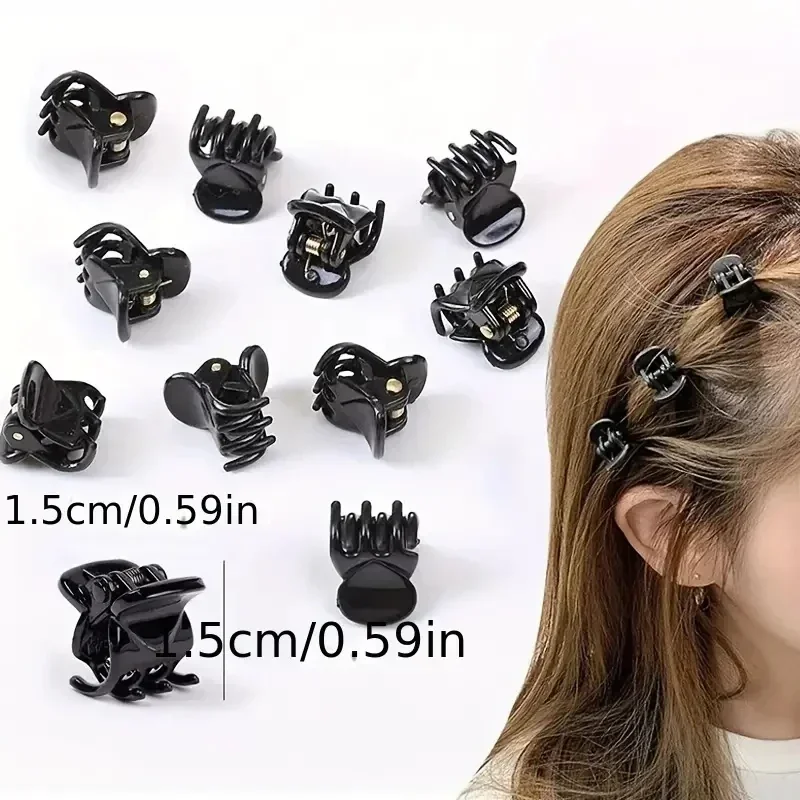 10-60pcs Women Girls Mini Hair Claws Kids Plastic Black Hairpins Hair Clips Clamp Ponytail Holder Headwear Hair Accessories