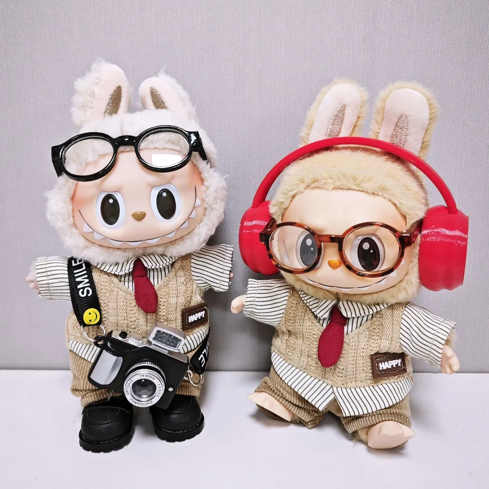 

For 17CM Labubu Doll Clothes Outfit Retro British Style Dress Up Dolls Accessories Changing Dress Sitting Party Gift DIY Toys