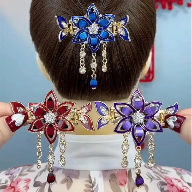 

Elegant Sunflower Rhinestone Butterfly Tassel Hair Clip for Women Girls Headdress Hairpins Female Hairl Claw Accessories