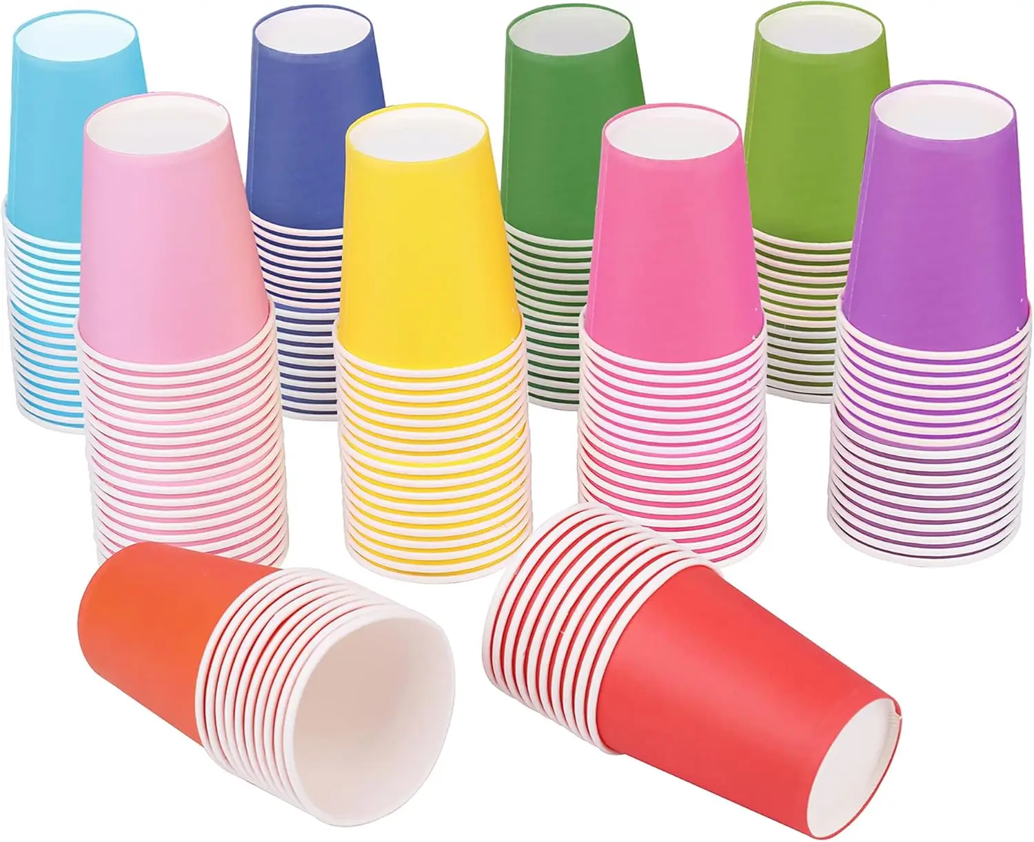 

200 Packs 7.5 OZ Disposable Party Paper Cups, 10 Colors Paper Drinking Cup for Water, Juice, Coffee or Tea, Perfect for