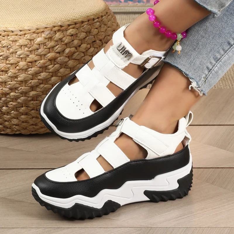 

2025 New Women's Summer Sandals - Breathable Mesh Platform Wedges with Ankle Buckle, Non-Slip ,Comfortable & Stylish Dad Shoes