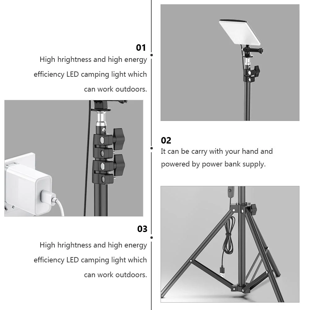 

Outdoor Camping Lantern Tripod Portable Adjustable LED Work Light Foldable Waterproof Camping Lamp Device Ideal for Bbq