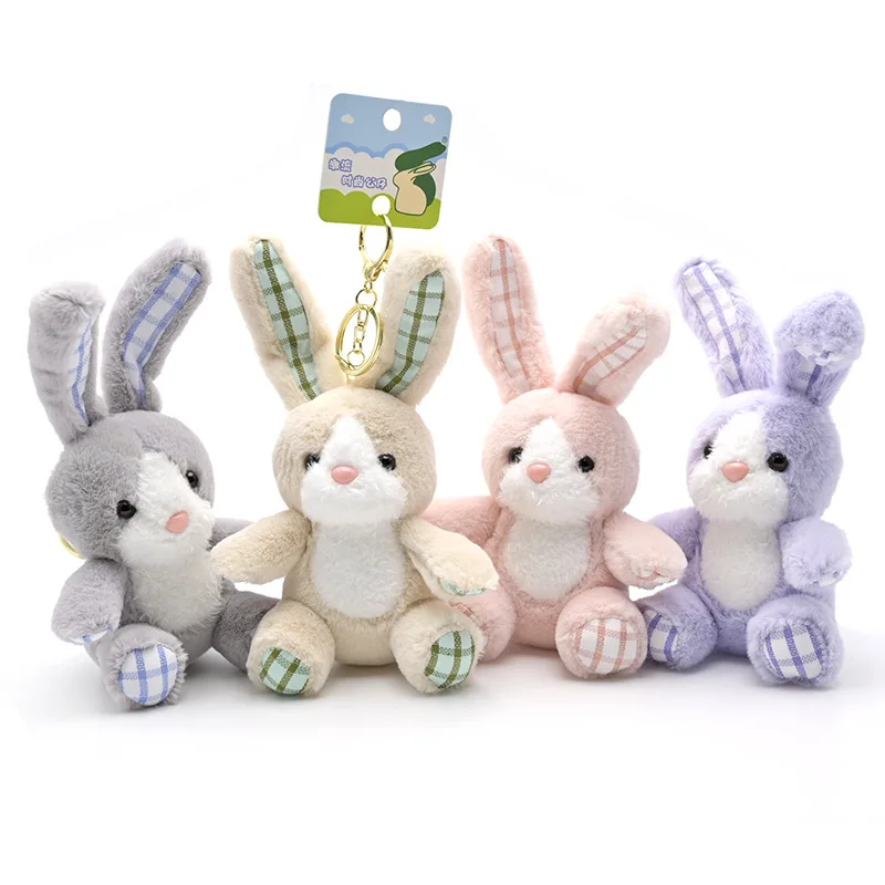 new popular Cute exquisite  Pretty Ear Rabbit Plush Keychain Pendant Candy Color Doll Grasping Machine soft Doll couple gift