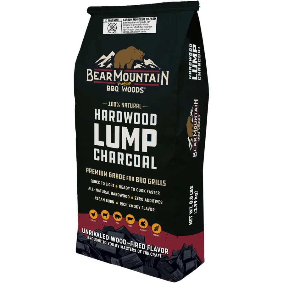 

Bear Mountain BBQ Hardwood Lump Charcoal Премиум-класс для грилей для барбекю Быстро легкий и готовый к приготовлению, быстрый насыщенный дымчатый вкус