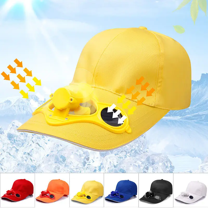 Men Women Solar Powered Cooling Fan Cap Summer Outdoor Baseball Hat Sun Protection Ventilated Adjustable Sports Casual