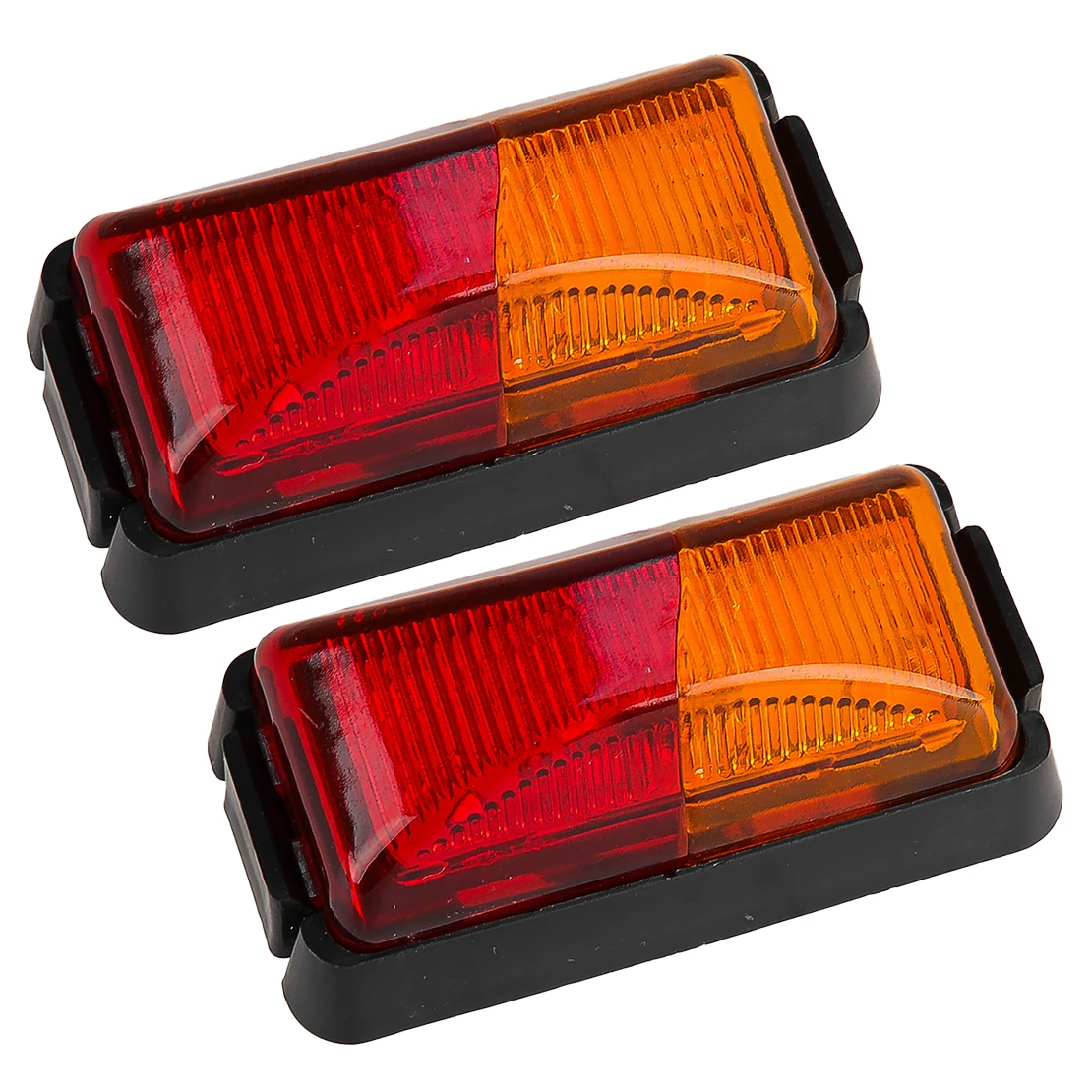 NEW 2pcs 10V-30V 8-LED Red & Amber Car SUV Van Lorry RV Bus Boat Trailer Truck Side Marker Light Clearance Lamp