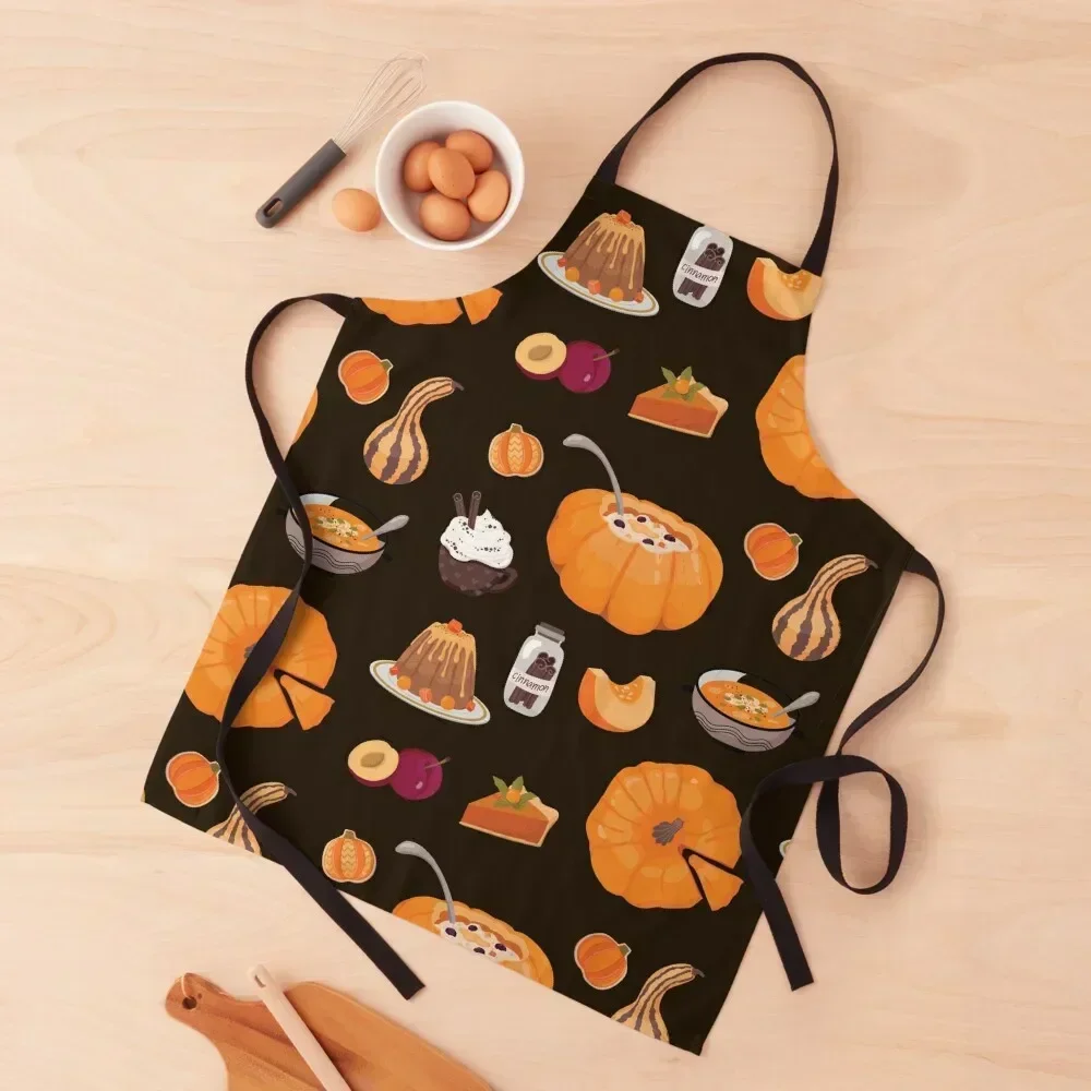 

Assorted Pumpkin Themed Food - Soup, Pudding, Pie, and Chowder Set Apron Men'ss Hairdressing Household Items Kitchen Funny Apron