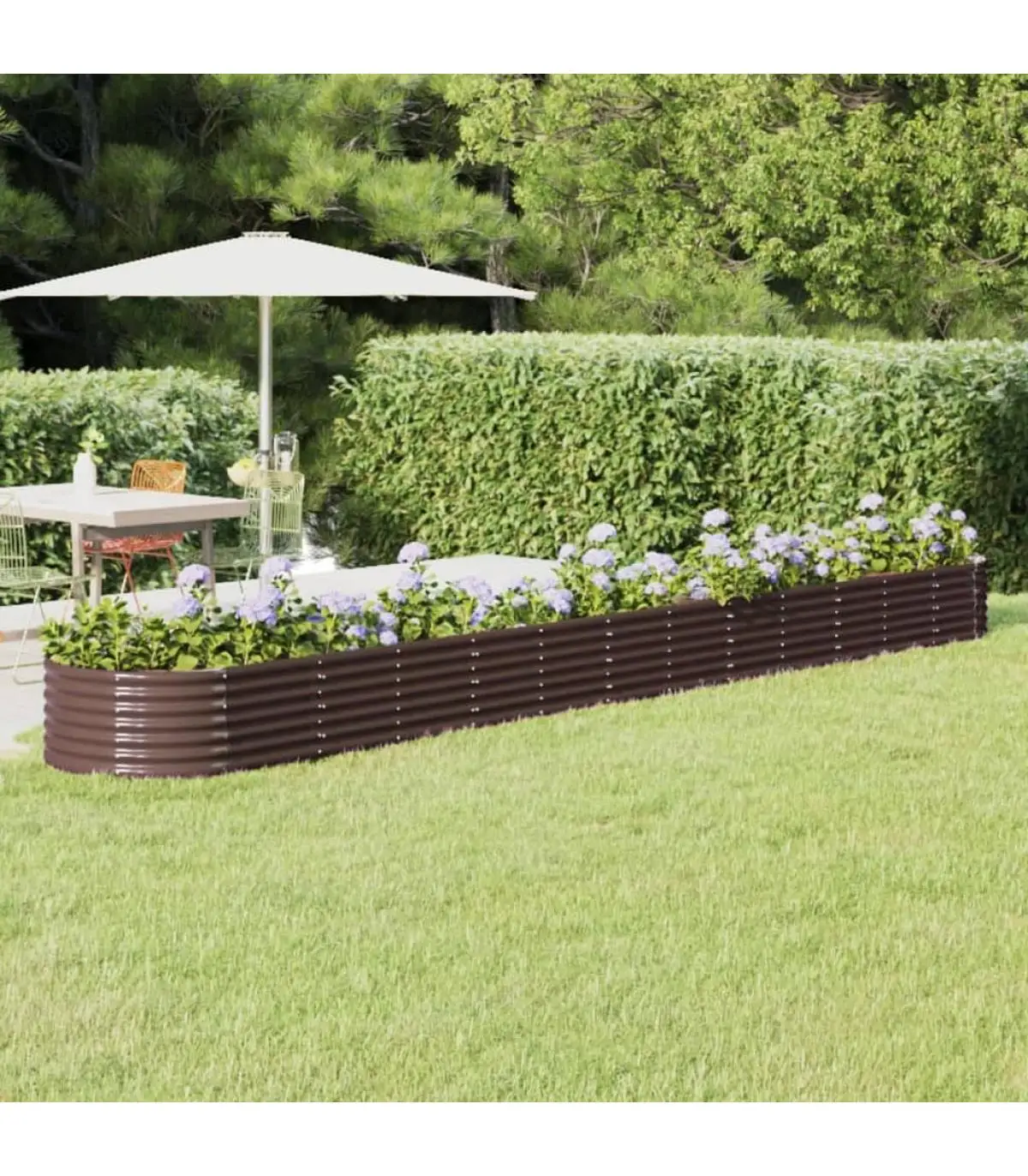 512x80x36 cm brown powder coated steel planter and planters