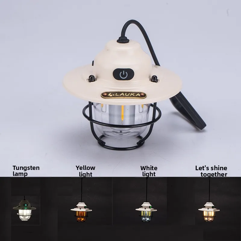 Campinglamp, sfeerlamp, USB-oplaadtentlicht, LED-campinghanglamp Outdoor Retro Smalldroplight,