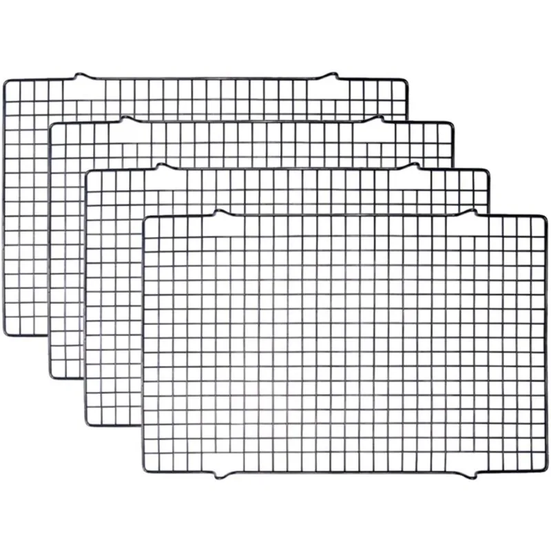 

Tebery 4 Pack Black Heavy-Duty Wire Cooking Rack Baking Racks, Nonstick Baking & Cooling Grid for Roasting, Cooking, Grilling, D