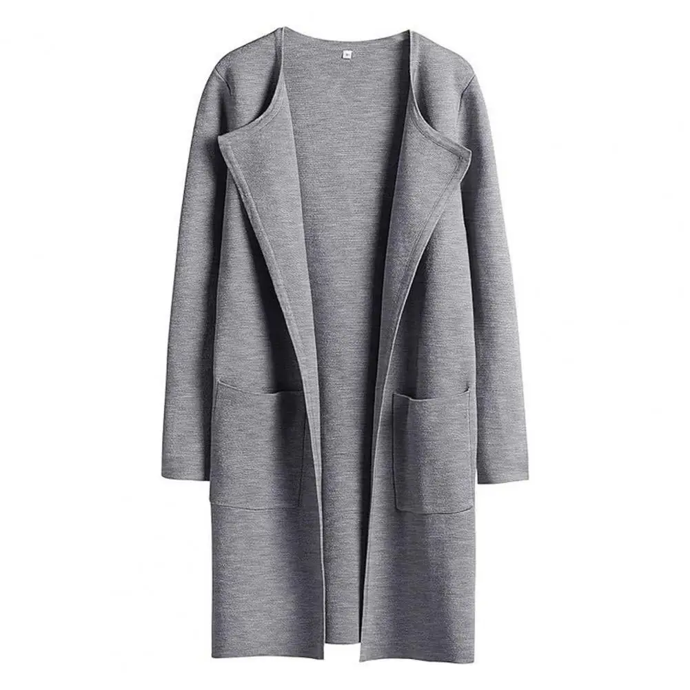 Autumn Winter Coat Elegant Lapel Collar Women's Mid-length Coat Loose Fit Warm Stylish Jacket for Autumn/winter Outwear Women