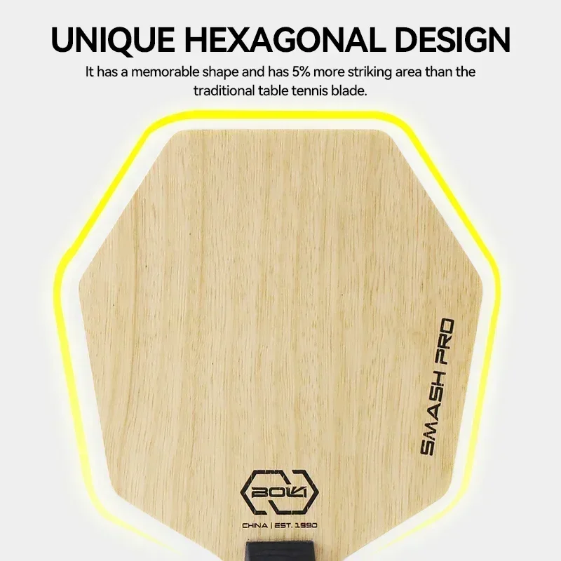 Boli Hexagon Table Tennis Blade Ping Pong Pallets Special 5-Ply Pure Wood Ping Pong Rackets Offensive FL Ping Pong Paddle