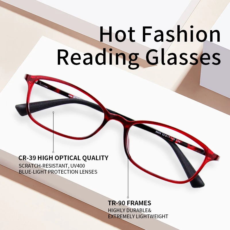 Superior Extremely Light Reading Glasses Ultra-Thin Blue Light Blocking Hard Resin Lens for Women, Ladies On Strength Magnifying