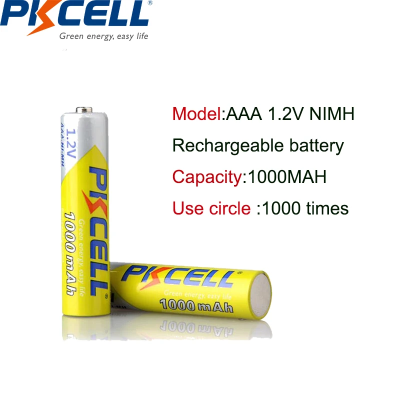 4 pz/lotto PKCELL 1.2V 1000mAh NiMh AAA batteria ricaricabile ni-mh 3A batterie AAA e 1 scatola batteria pc per giocattoli torcia