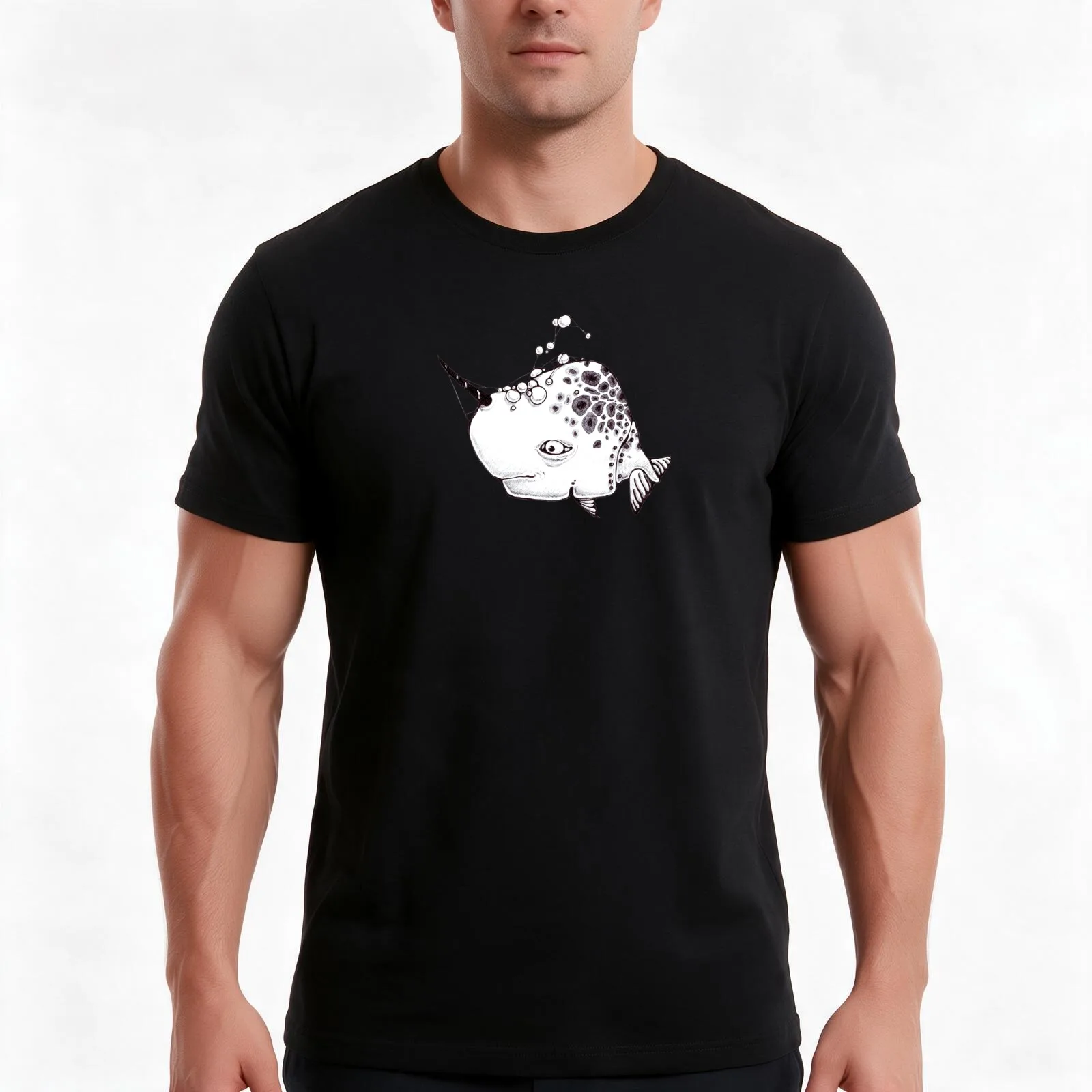 Narwhal T-Shirt, Summer Casual Cotton Tee, Oversized Streetwear Tops, Vintage Graphic Print, Loose Fit Short Sleeve, 100% Cotton