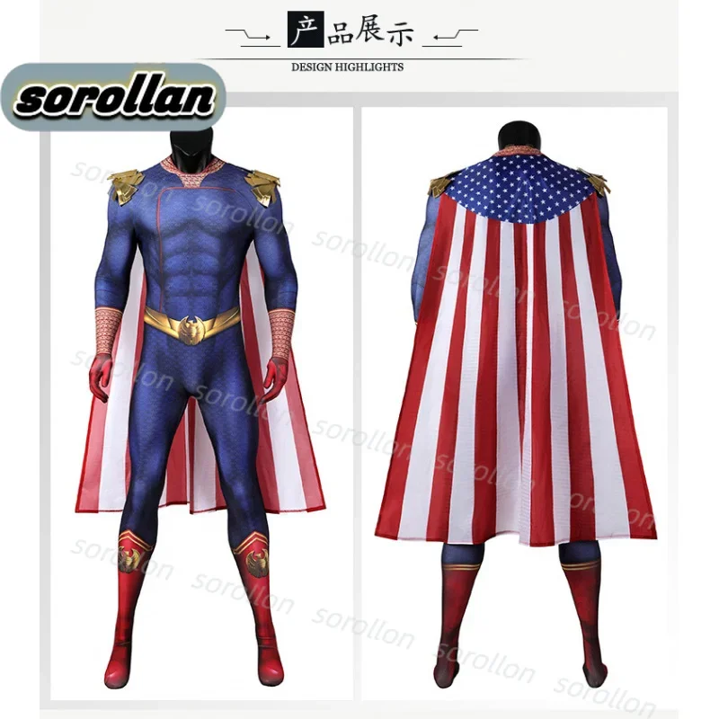 In Stock Homelander Cospaly Superhero Costume The Cos Boys Adult Halloween Antony Starr Jumpsuit With Cloak Man Fantasy Bodysuit