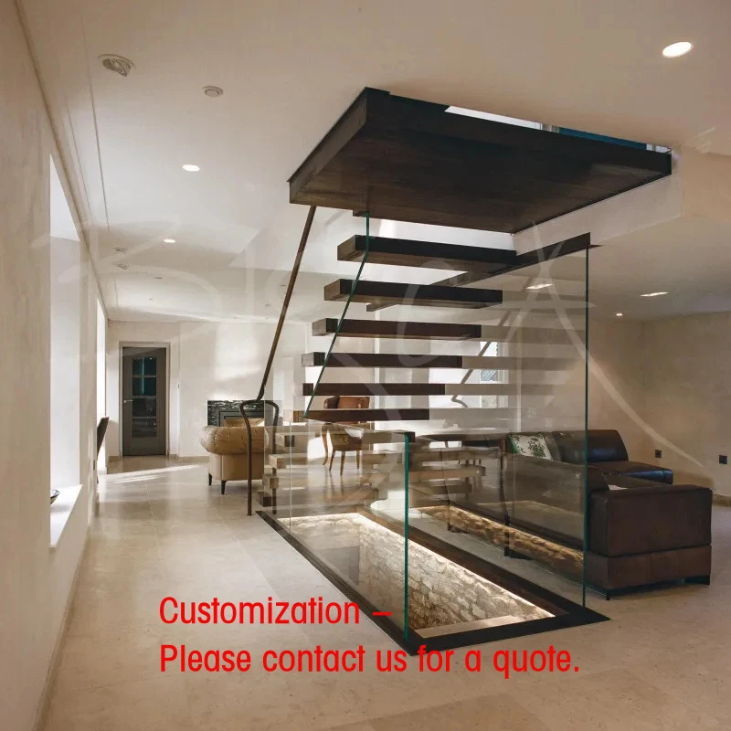 custom.CBMMart Prefabricated Modern Luxury Indoor Metal Stairs Customized Stringer Straight Staircase Design Floating Interior S