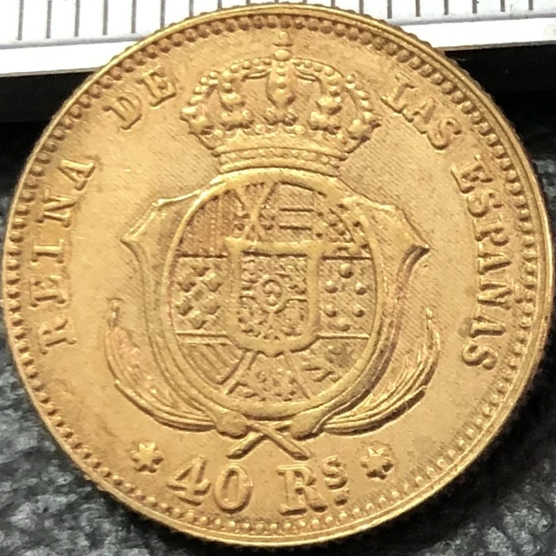 1863 Spain 40 Reales-Isabel II Gold Copy Coin