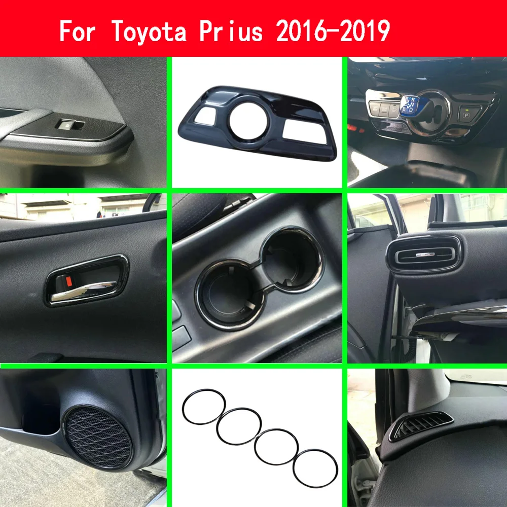 ABS-Kunststoff, hinten, hinten, Mittelkonsole, Getränkehalter, Abdeckung, Klimaanlage, Schalttafel, Zierrahmen für Toyota Prius 2016 2017 2018 2019