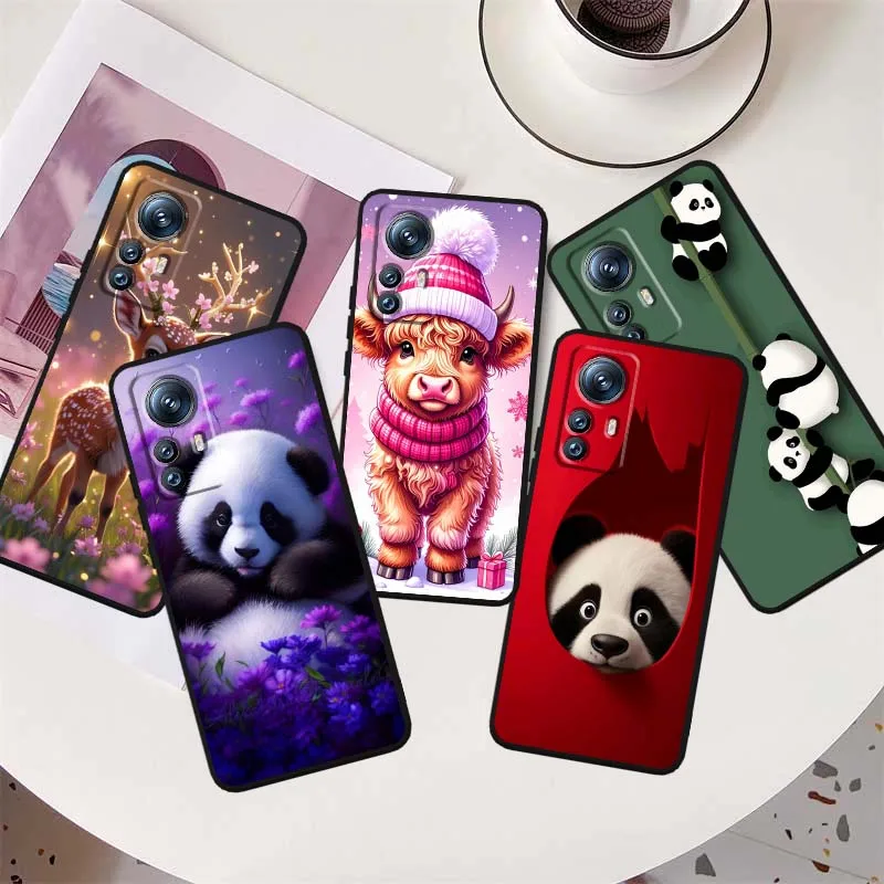 

Cat Panda Pig Sheep Deer Phone Case For Xiaomi Mi 15 14 13 13T 12 12T 12S 11 11i 11T Pro Ultra Lite 5G Black Soft Cover