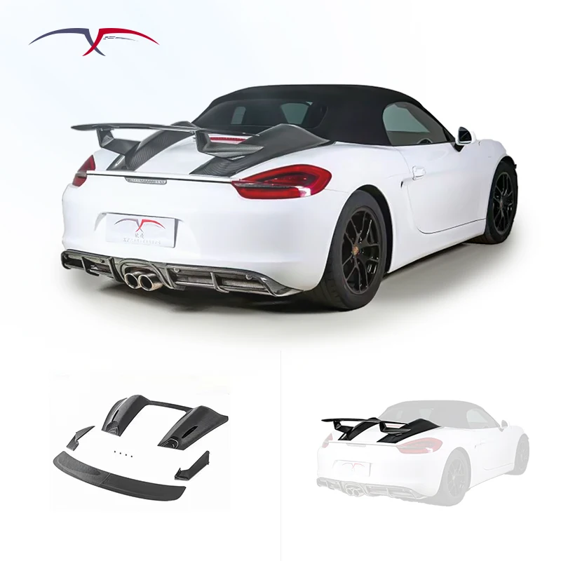 For Porsche 718 Boxster 2012-2024 Upgrade Spyder Hump Style Modification Dry Carbon Rear Spoiler Trunk Spoiler Body Kit
