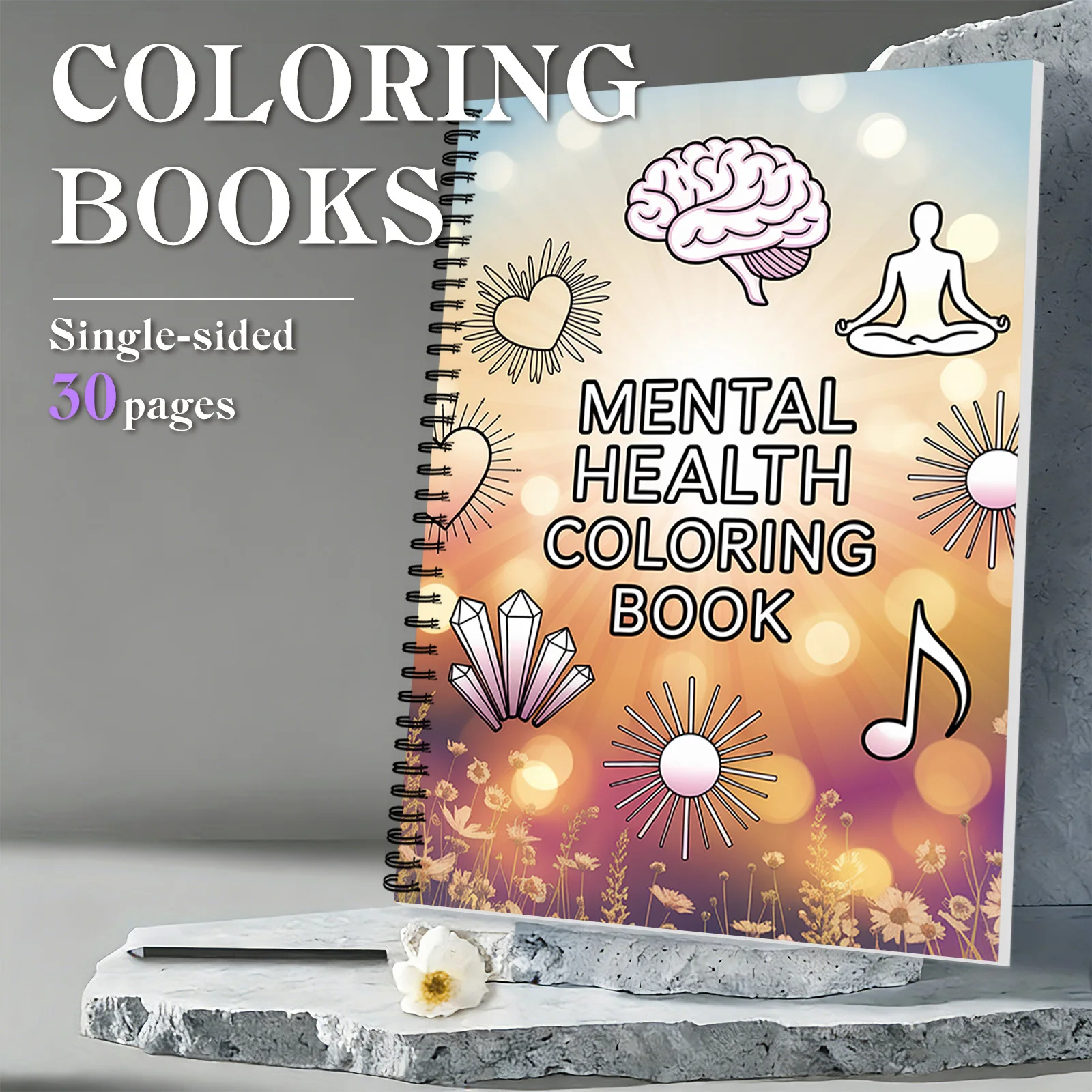 

1PC 30-Page Stress Relieving Coloring Book, Exquisite Floral Designs,Motivational Phrases,Mental Health Activity Book for Adults