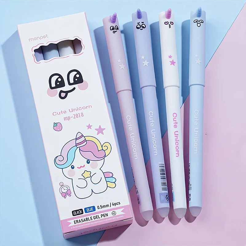 

24/48 шт., стираемая гелевая ручка Kawaii Unicorn, милые 0,5 мм, черные/синие чернила, ручки для подписи, рекламный подарок, школьные принадлежности