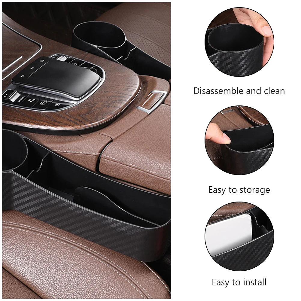 

Car Seat Storage Box Black Plastic Main Gap ganizer for Front Seats Slot Container Easy Install Clean Modern Style