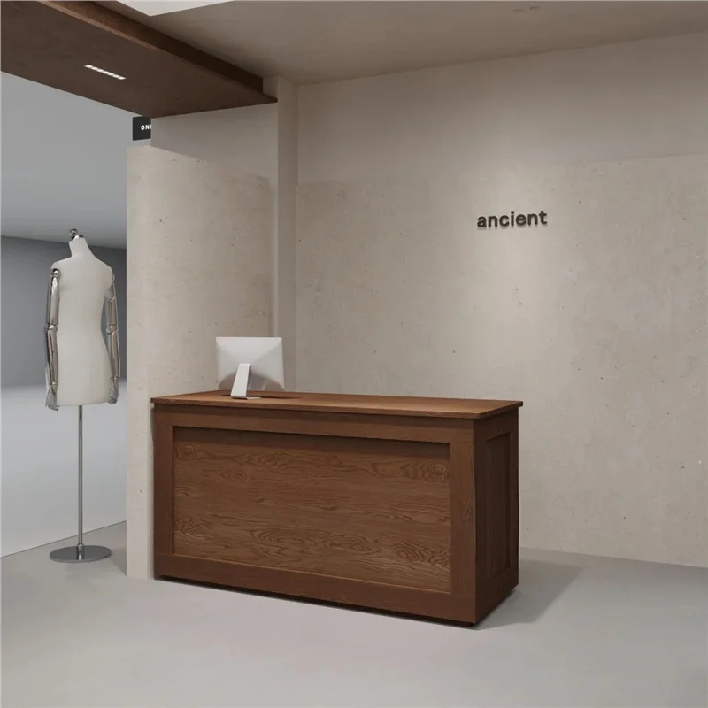 Cashier, vintage bar, clothing store, cashier reception, beauty salon front desk, cashier, walnut wood counter