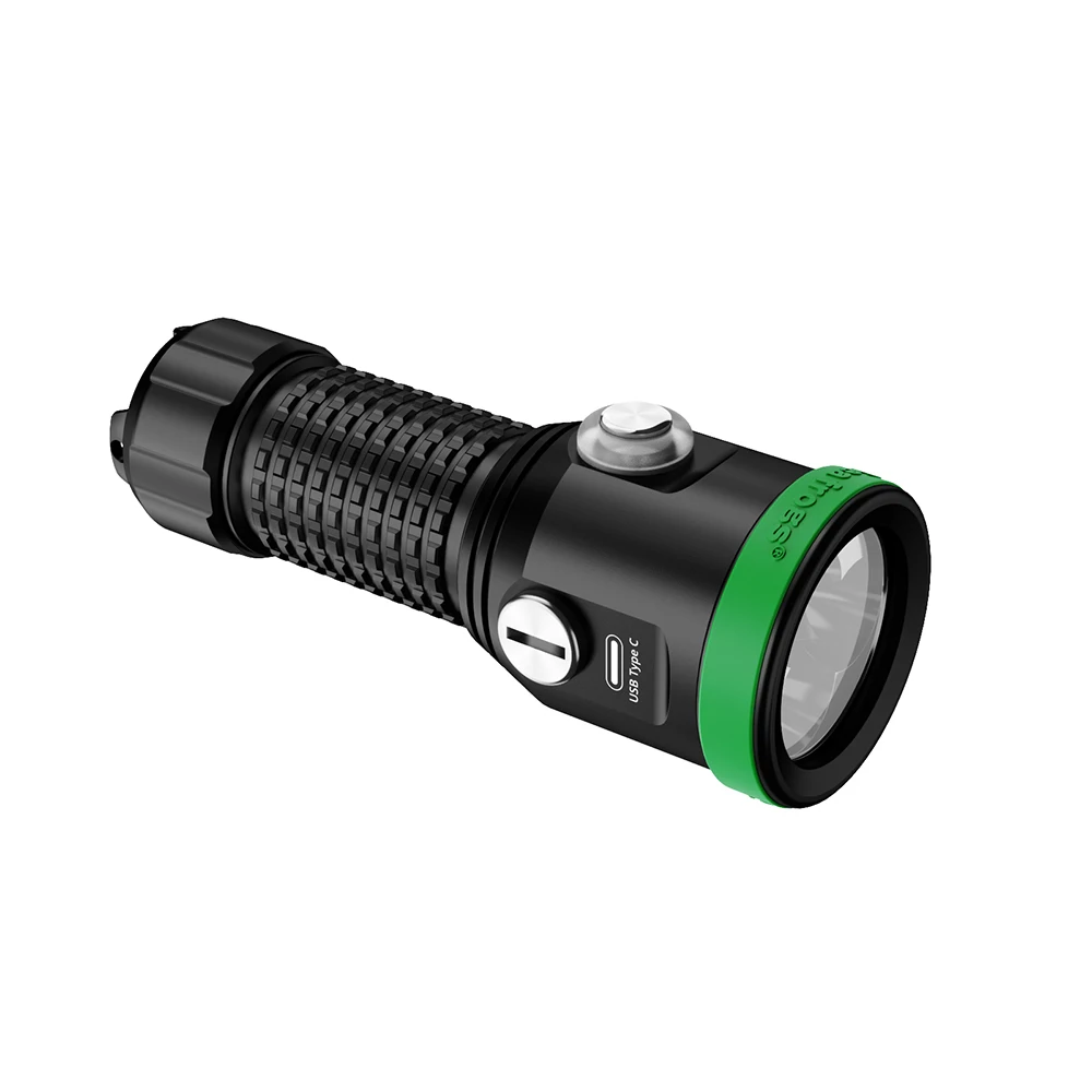 Seafrogs IPX8 professional waterproof 100 meter high-quality LED diving flashlight with USB charging port for battery charging