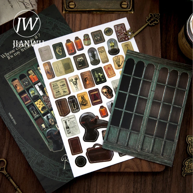 

Набор винтажных наклеек JIANWU Retro Treasure Series для скрапбукинга и творчества: пейзажи, предметы быта, материалы для DIY-журналов и канцелярских принадлежностей