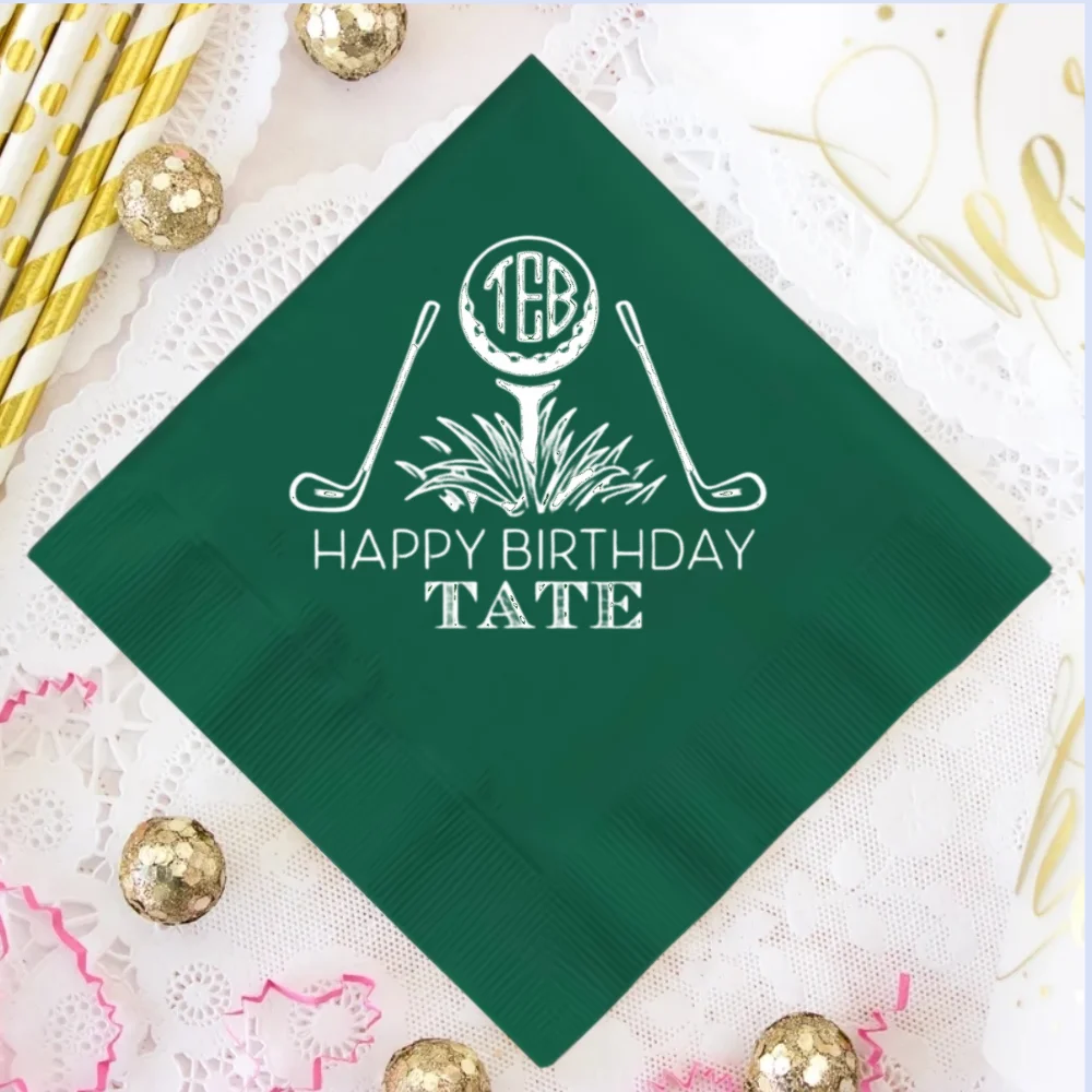 

50pcs Personalized Golf Napkins, Golf Birthday Party, Monogrammed Golf Ball, Golf Theme,Engagemen t, Hangover Beverage Napkins