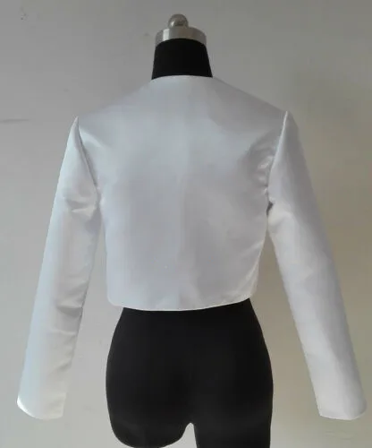 Long Sleeves Wedding Jacekt Satin 2025 Formal Party Bolero Bridal Shrug Women Cape Special Occasion Wrap custom made size/colors image 4