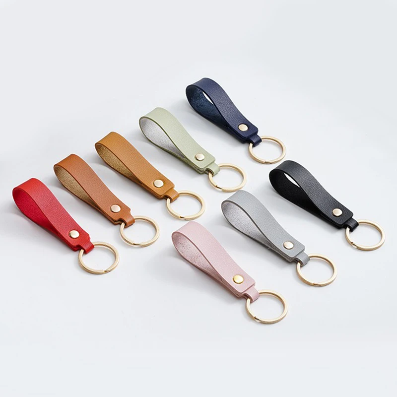 1/100pcs 8Color PU Leather Keychain Business Gift Suitable for Men and Women Car Key Strap Waist Wallet Keychains and Keyrings