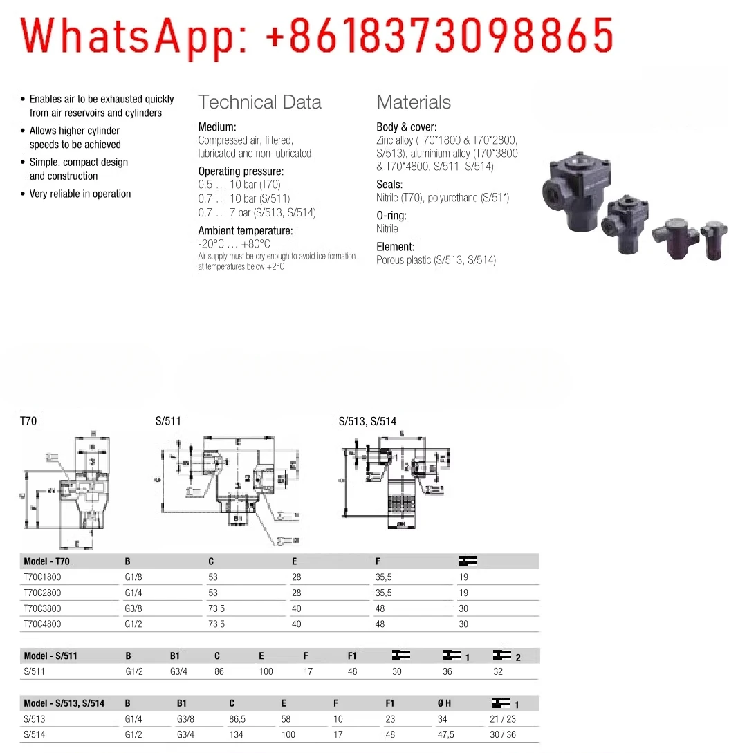 

T70C3800 Quick Exhaust Valve, 3/8 "G Thread