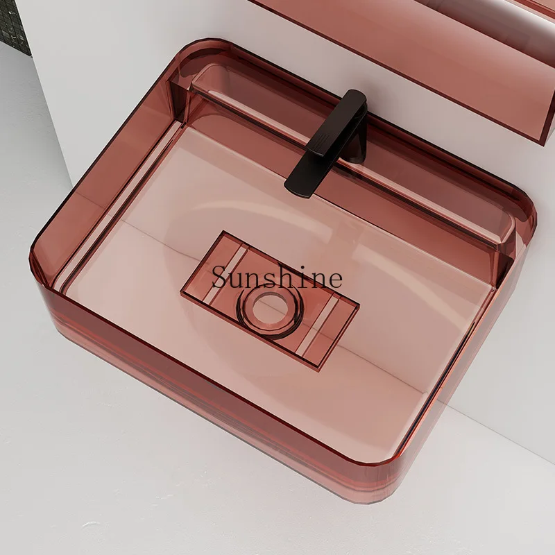 Transparent resin wall-mounted basin Color wall-mounted basin