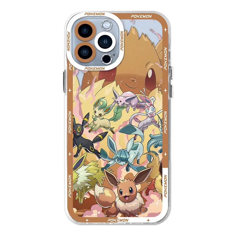 Phone Case for iPhone 15 16 Pro Max 13 14Pro XSmax 7 8 Plus 11pro 6 X XS 12 Mini Clear Fundas Cover Gengar Eevee P-Pokemon Anime