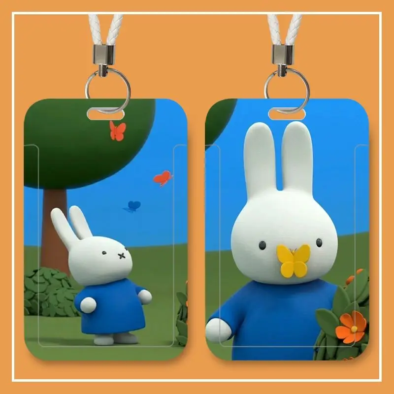 Kawaii MIffy Student Campus Card Holder Meal Bus Card ID Card Protective Cover Access Control Hardshell Lanyard Christmas Gift