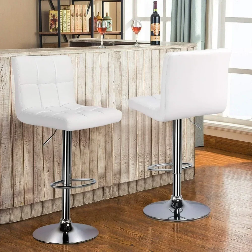 

Bar Stools Set of 2, PU Leather Adjustable Swivel Barstools, Armless Hydraulic Kitchen Counter Bar Stool, Kitchen Island Chairs