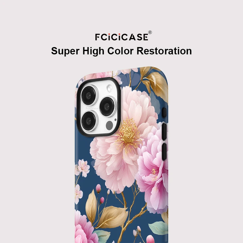 Fcicicase flor magnética carga sem fio caso de telefone para iphone 16 15 plus 14 13 12 11 pro max para magsafe capa dupla camada