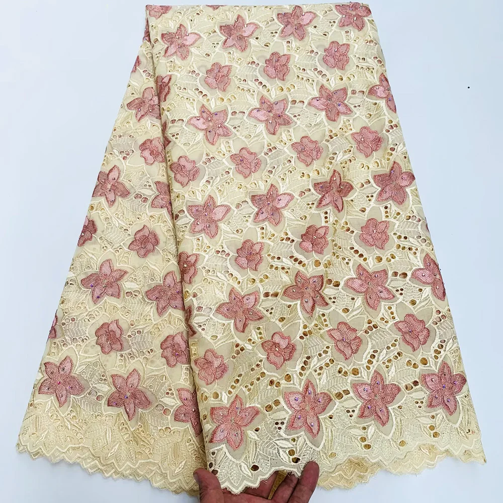 

Heavy Skin Cotton Lace Austria Eyelet Cotton African Polish Dry Fabric 2025 Embroidery Swiss Voile High Quality Clothing CT1580