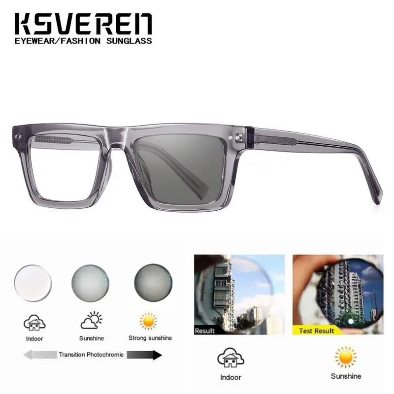 TR90 Ultra Light Square Photochromic Reading Glasses High Definition Optical Eyewear Women Men Fashion Prescription Glasses