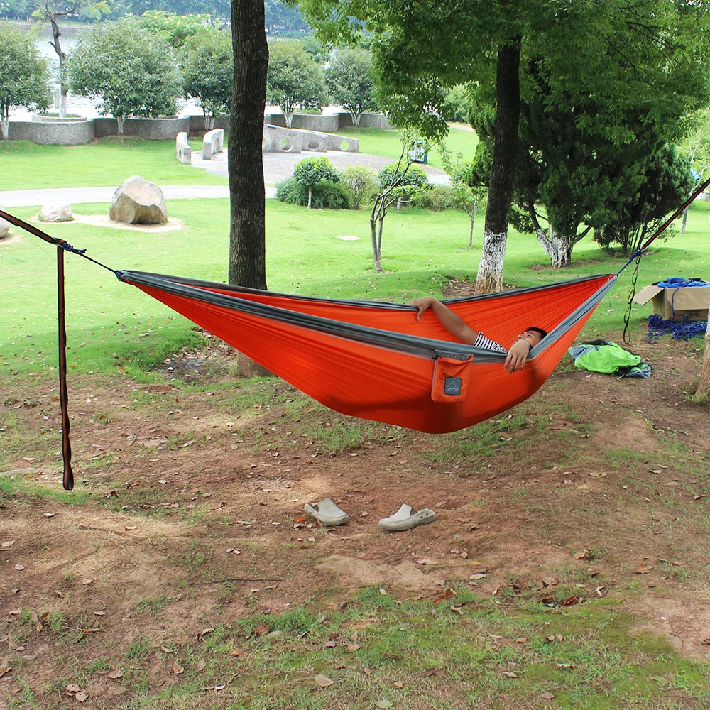300*200cm Double size super light weight Portable Nylon Camping Hammock for outdoor Sleeping leisure image 4